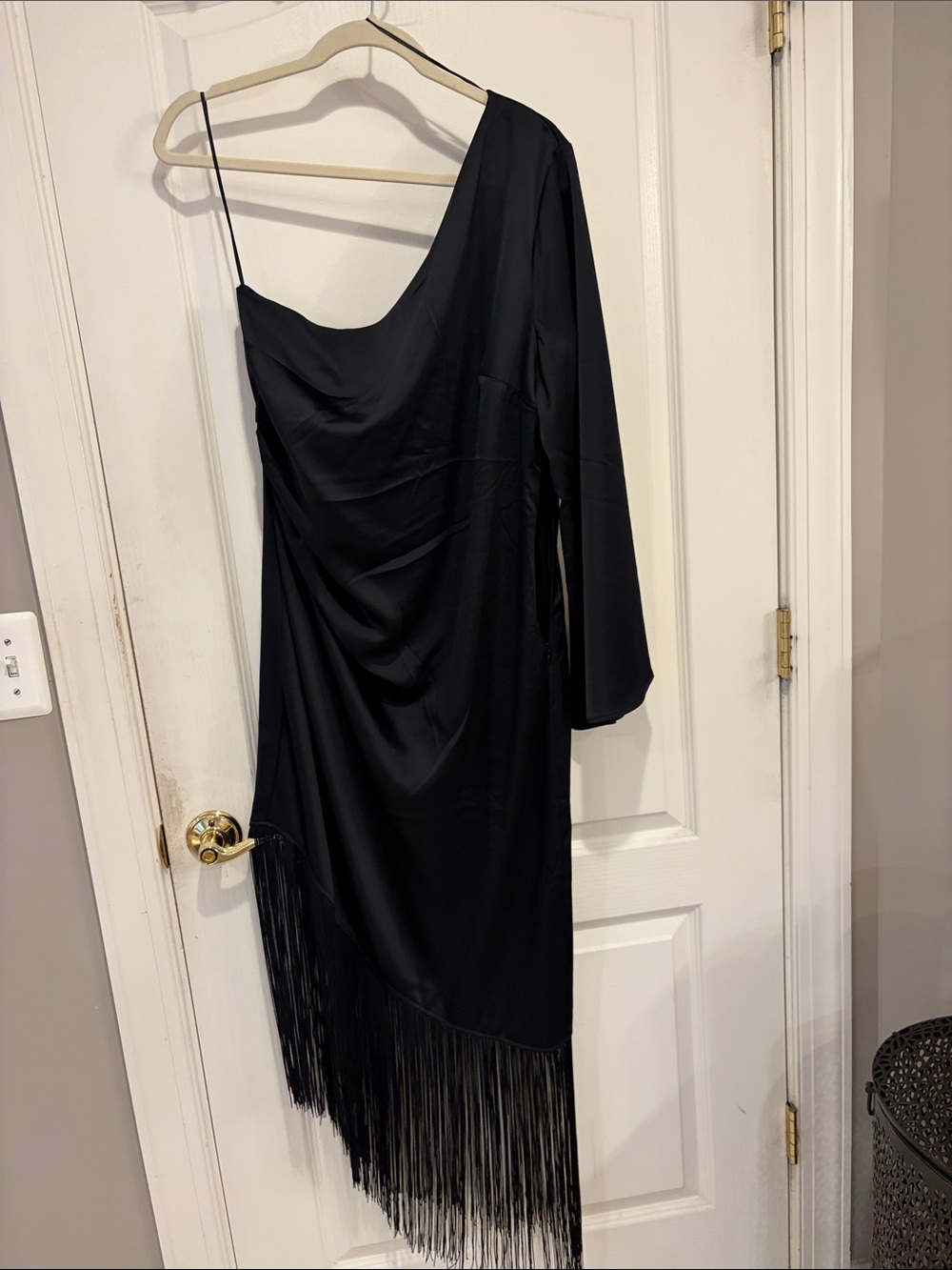 H&M Black One-Shoulder Fringe Dress